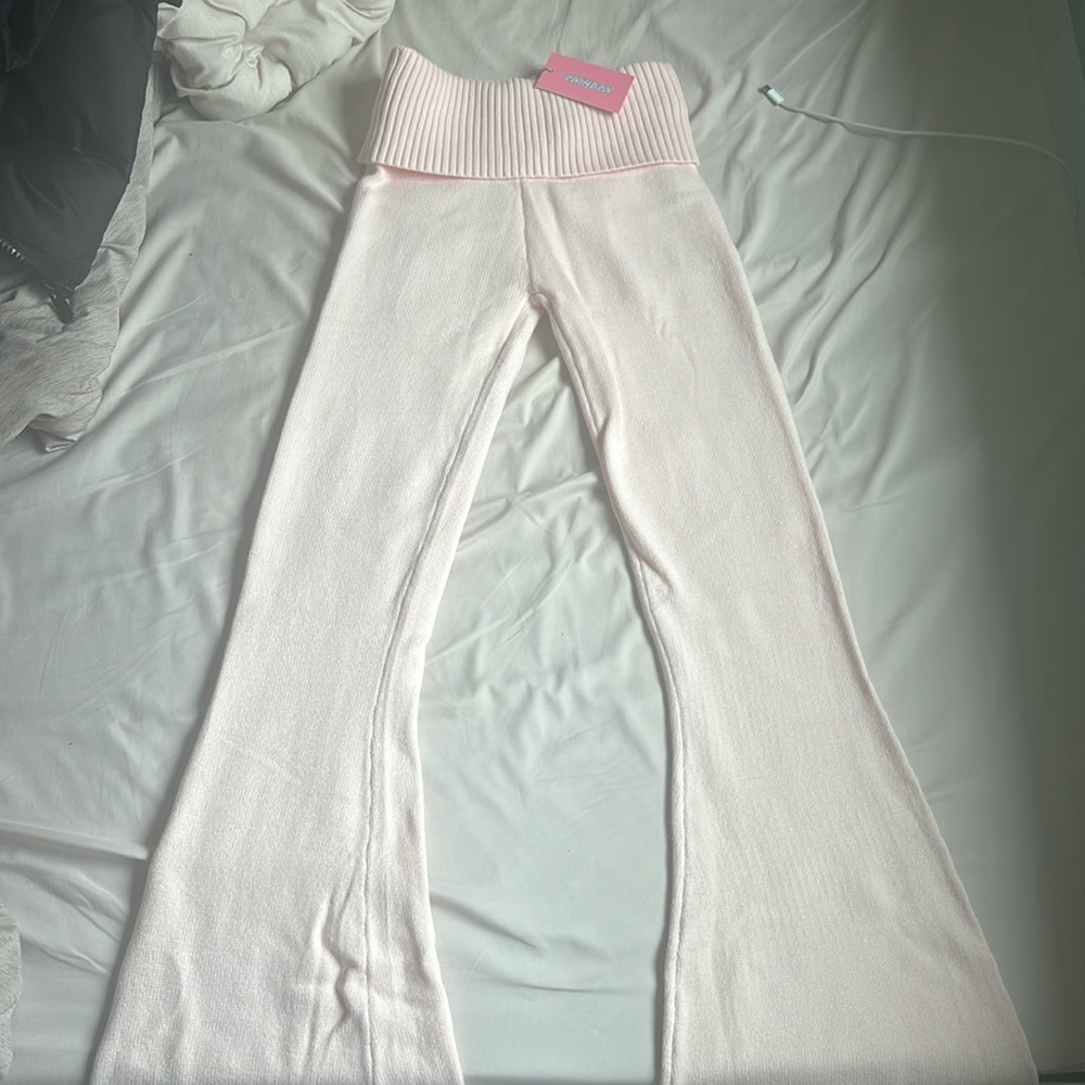 edikted knit pink flare pants